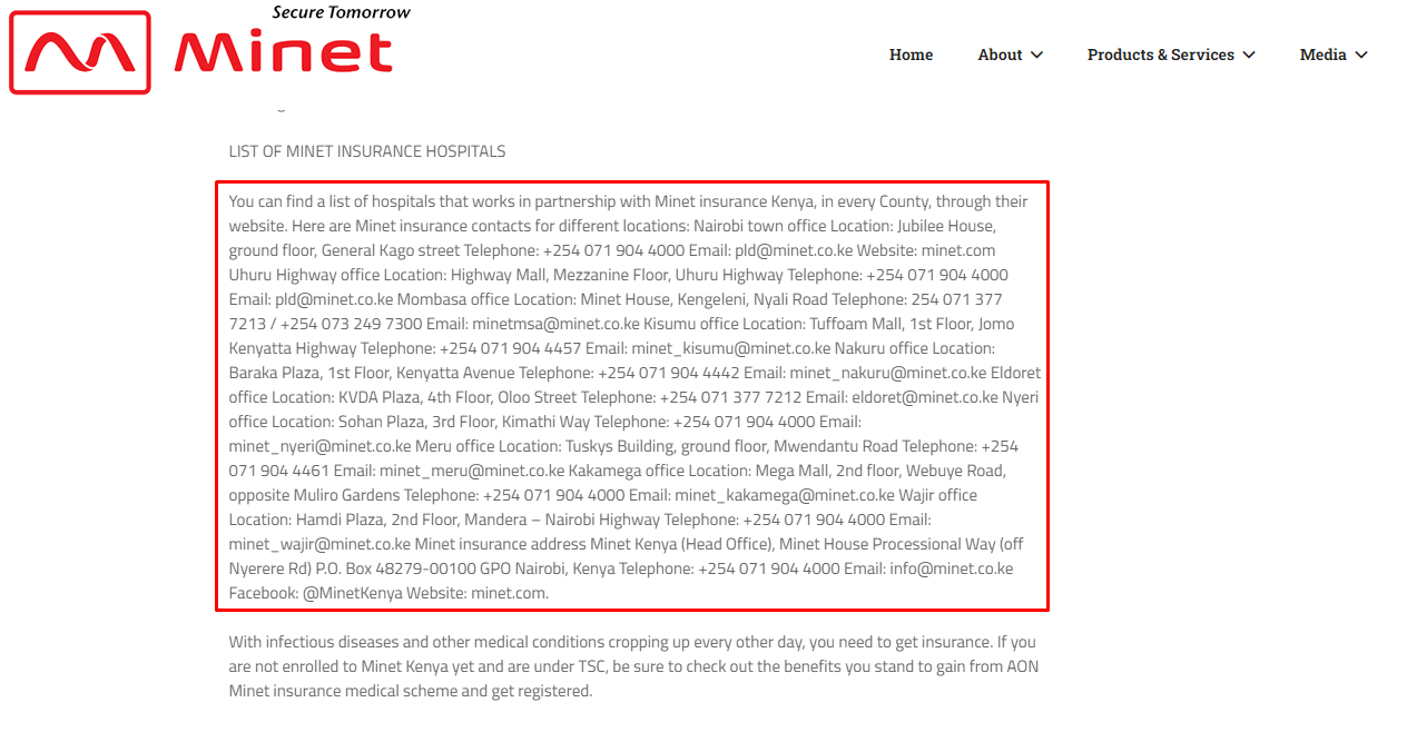 AON Minet TSC Hospitals