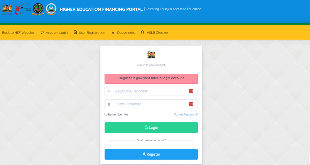 Logging In to the HELB Student Portal