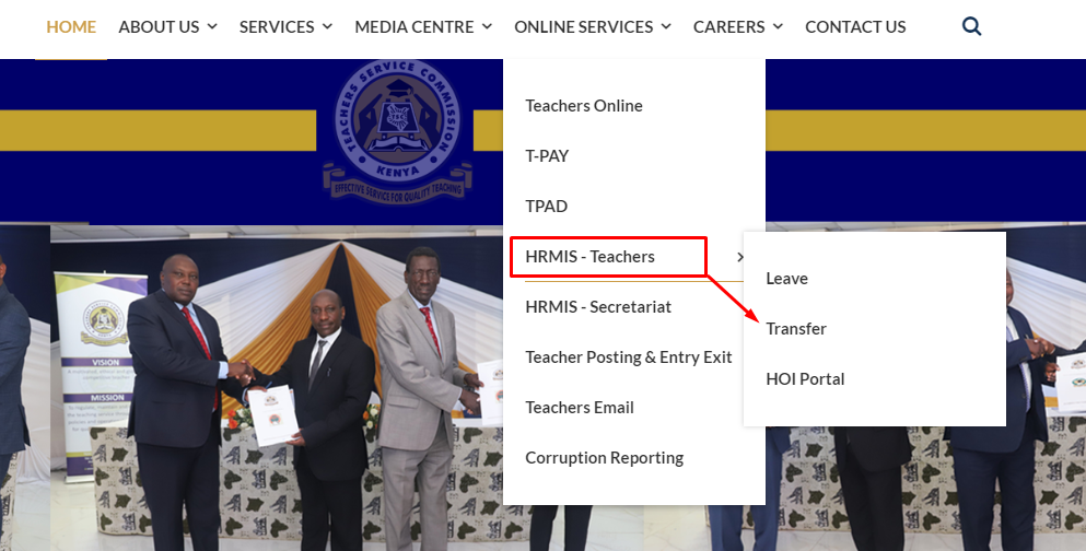 How to apply for transfer on HRMIS TSC.go.ke
