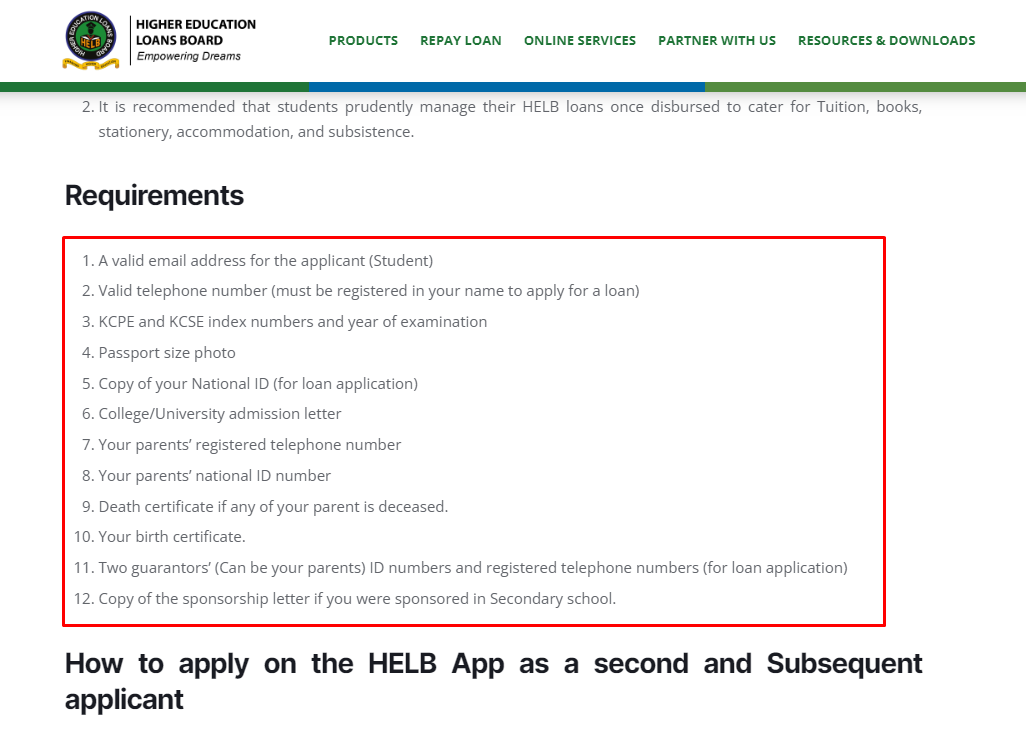 Latest On HELB Application Requirements