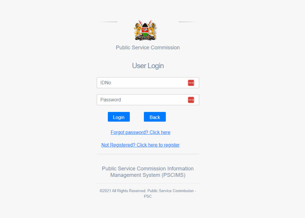 How to Log in to www.psckjobs.go.ke