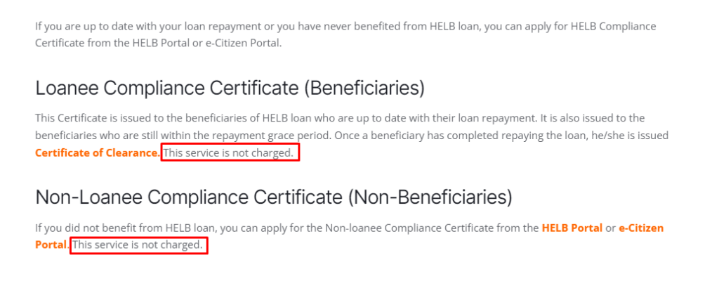 Cost of HELB clearance certificate