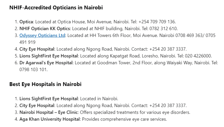 #6 Best Eye Clinics in Nairobi Accepting NHIF