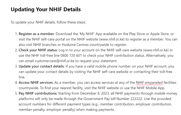 How to Update NHIF Details