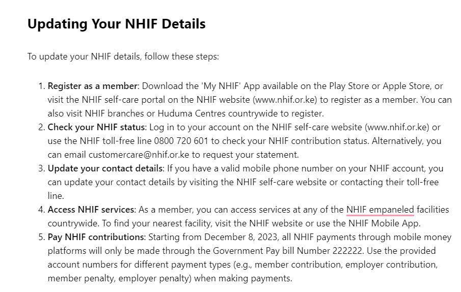 How to Update NHIF Details