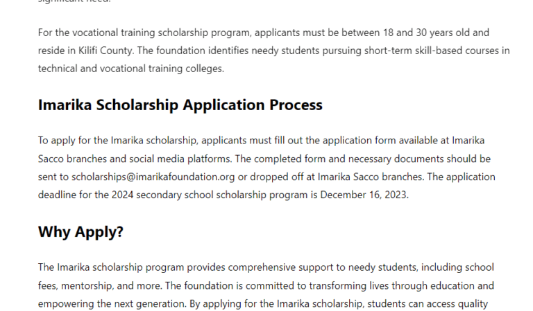 Latest About Imarika Scholarship