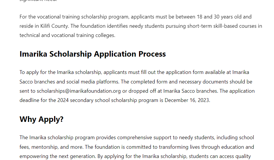 Latest About Imarika Scholarship