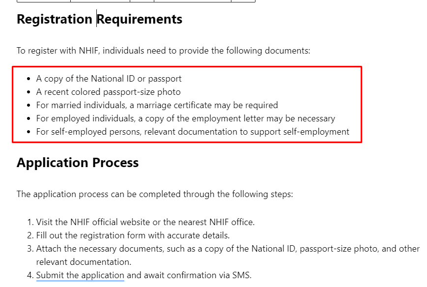 Latest NHIF Application Requirements