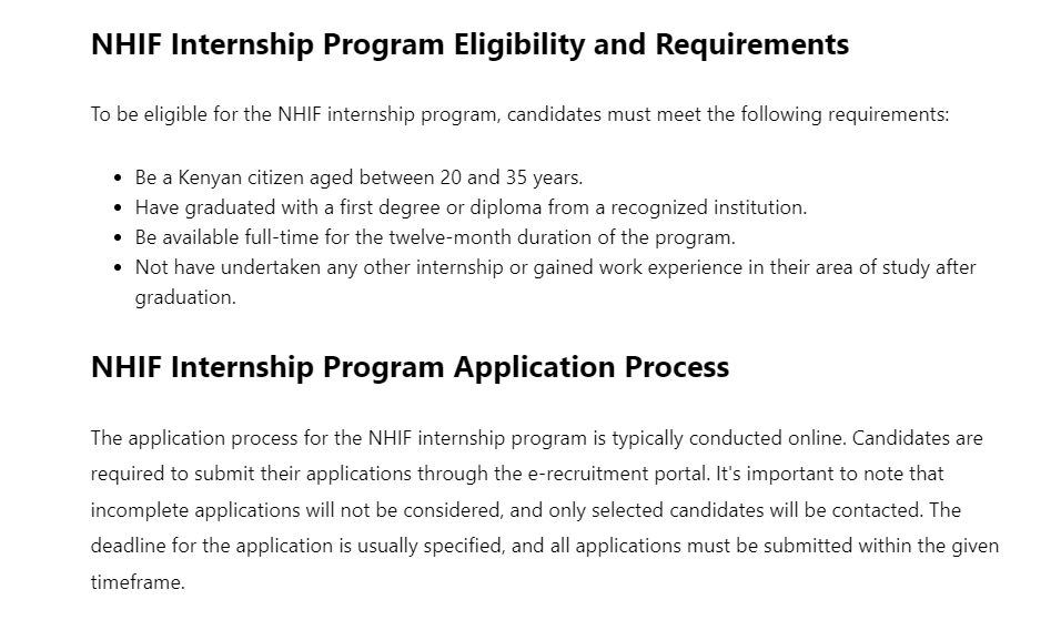 Latest On NHIF Internship Program