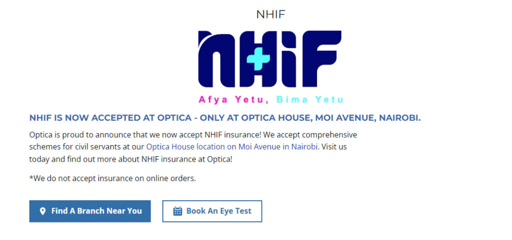 Optica's Acceptance of NHIF Insurance