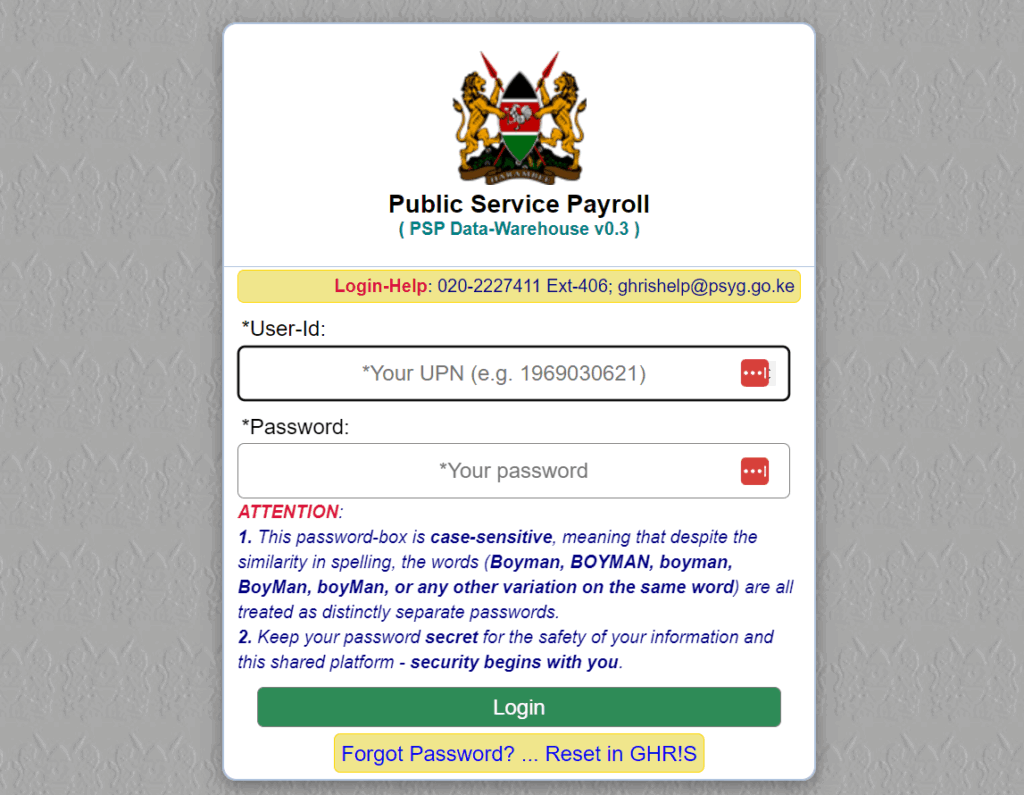 how can i access my payslip on uhr.kenya.go.ke