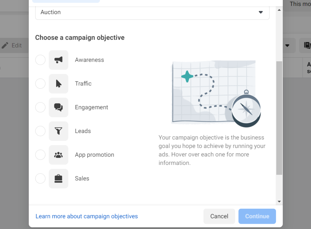 When setting up a Facebook ad in Kenya, you need to define your campaign objective - what you want the ad to achieve. 