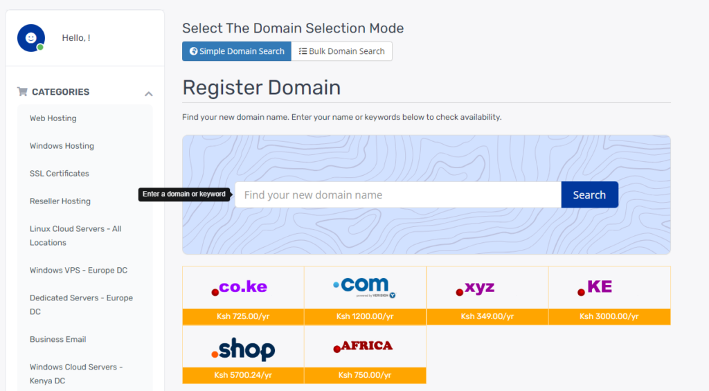 Purchase domain and web hosting