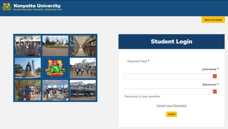Kenyatta University admission portal login