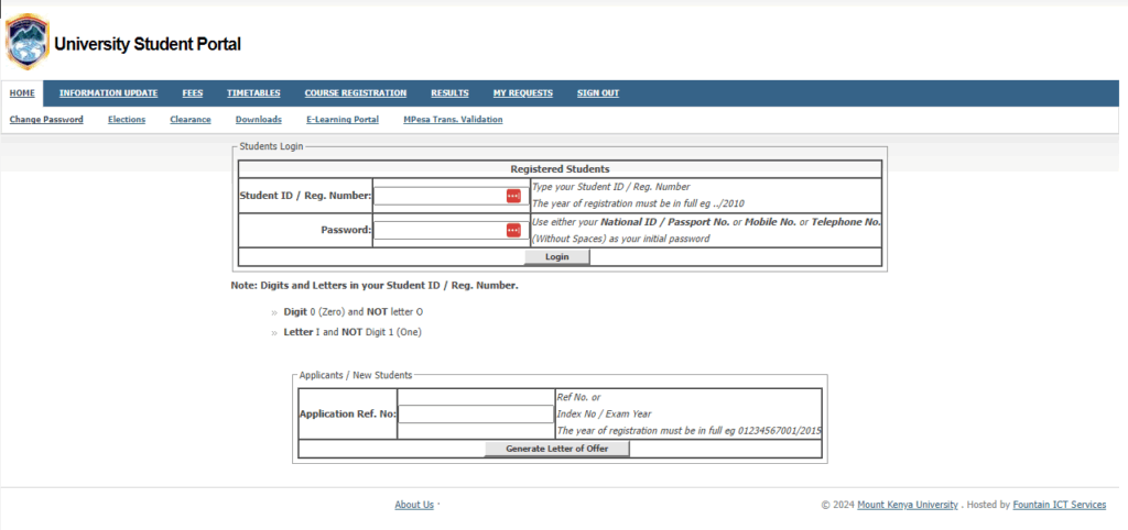 Mount Kenya University Student Portal Guide + Link