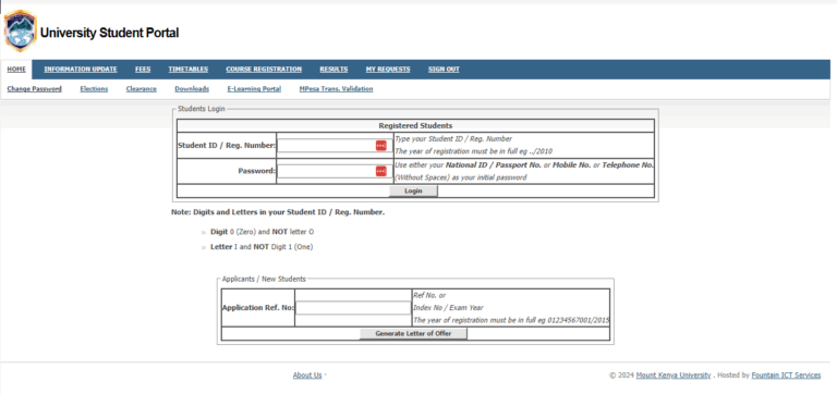 Mount Kenya University Student Portal Guide + Link