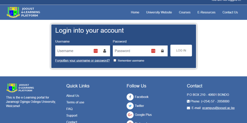 JOOUST e-Learning Portal