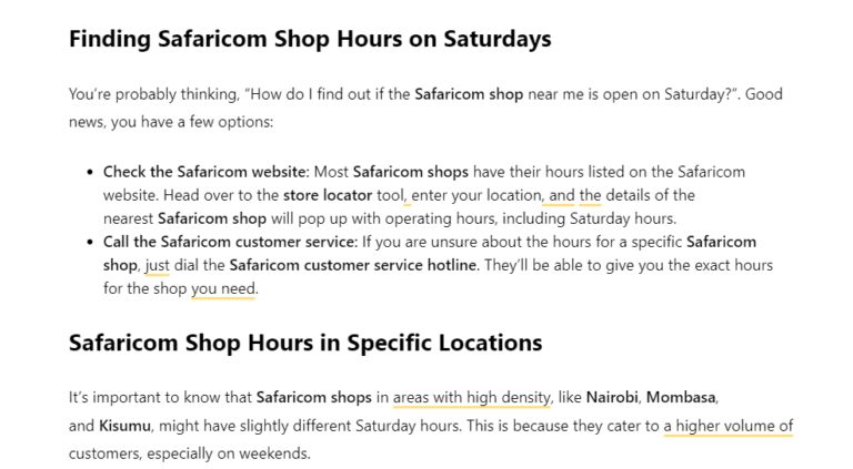 Are Safaricom Shops Open on Saturdays?