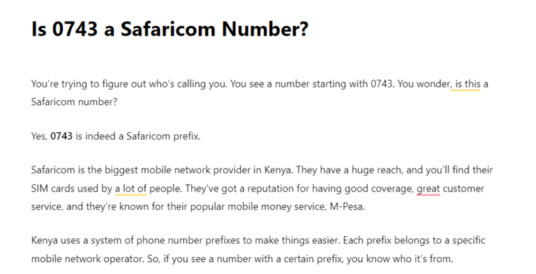 Is 0743 a Safaricom Number