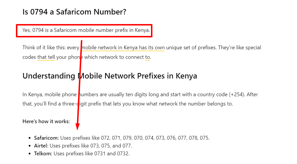 Is 0794 a Safaricom Number?